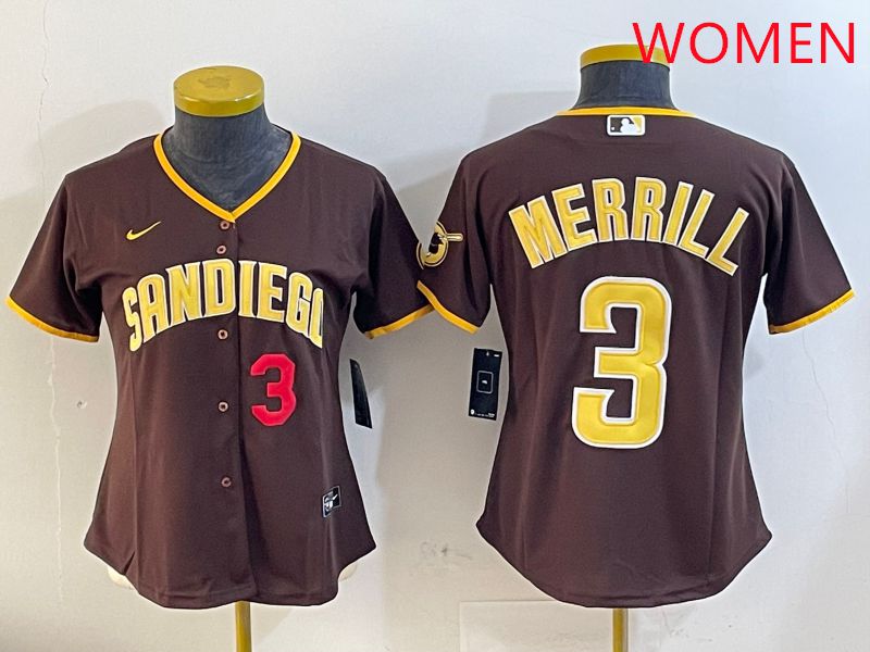 Women San Diego Padres #3 Merrill Brown Game 2025 Nike MLB Jersey style 6->women mlb jersey->Women Jersey